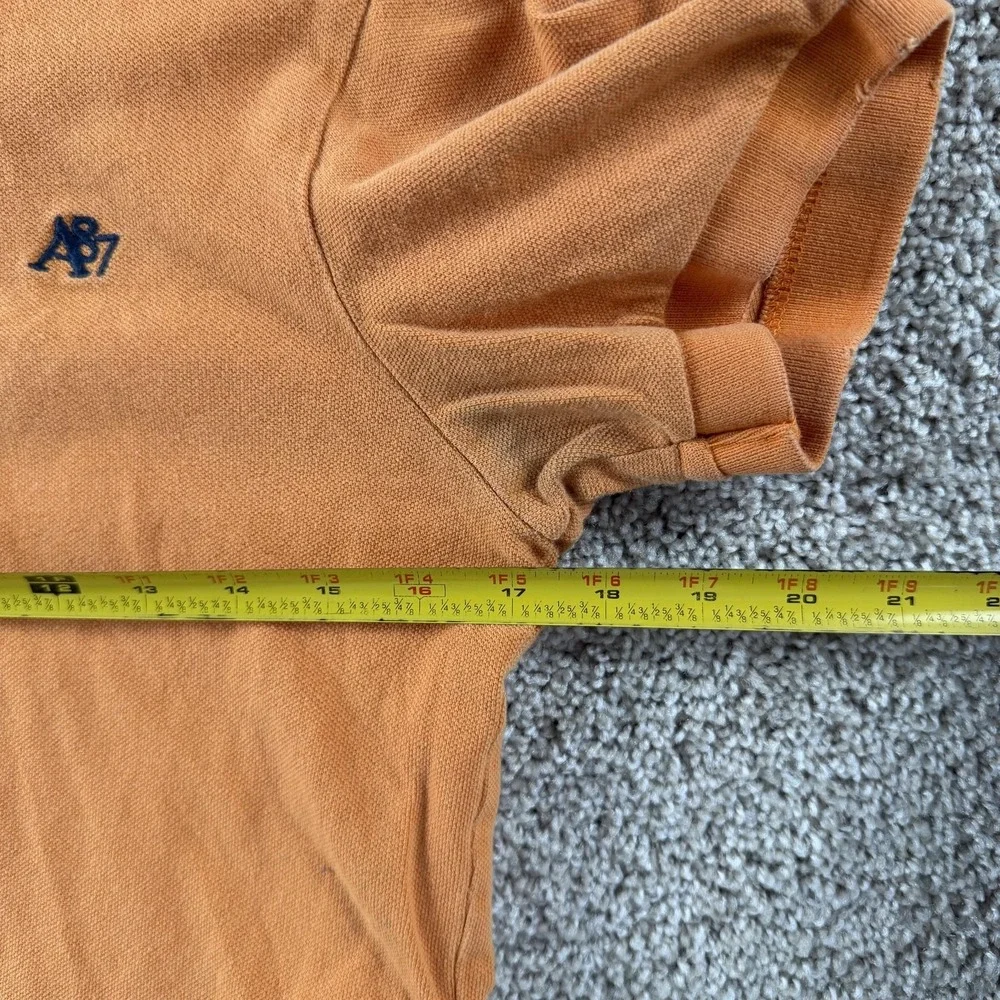 Y2K Aeropostale A87 Polo Shirt Mens Small Orange Cotton Short Sleeve Casual Logo